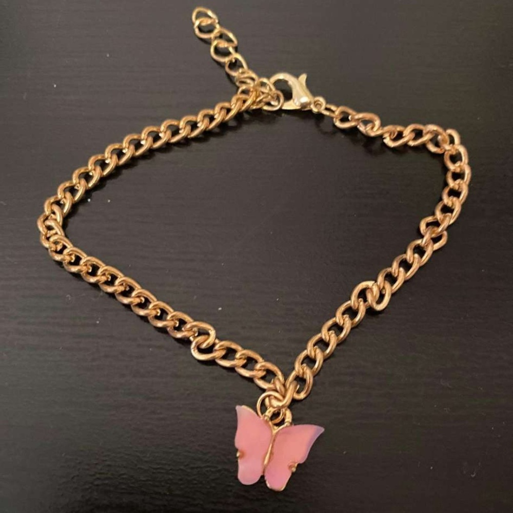 Butterfly charm anklet